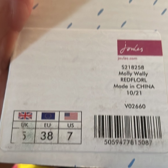 Joules Molly Welly red floral rain boots new in box size 7 - Picture 3 of 3